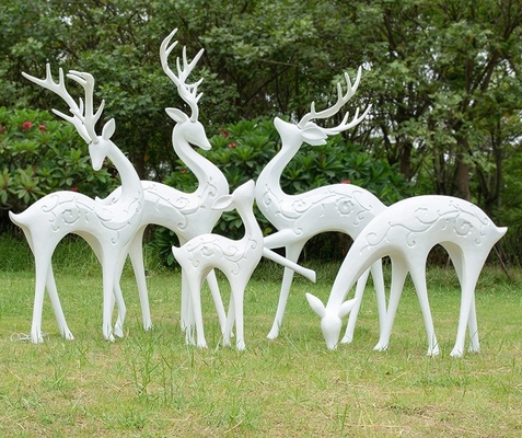 Large White Deer Outdoor Abstract Sculpture Stainless Steel Polishing