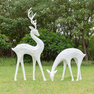 Large White Deer Outdoor Abstract Sculpture Stainless Steel Polishing