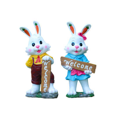 Fiberglass Rabbit Sculpture Group Outdoor Garden Decoration