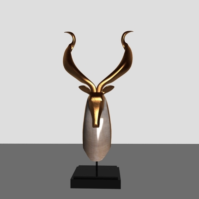 Deer Head Metal Art Sculptures Stainless Steel Electroplating