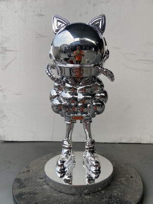 Silver Snake electroplated space cat sculpture hand direct selling