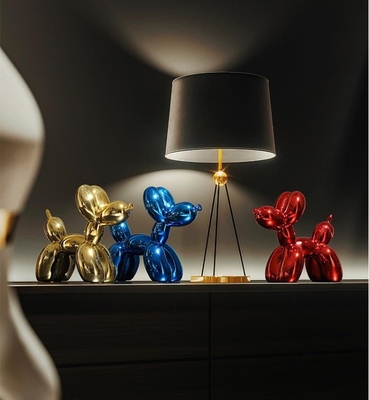 Resin balloon dog sculpture nano spray metal texture effect