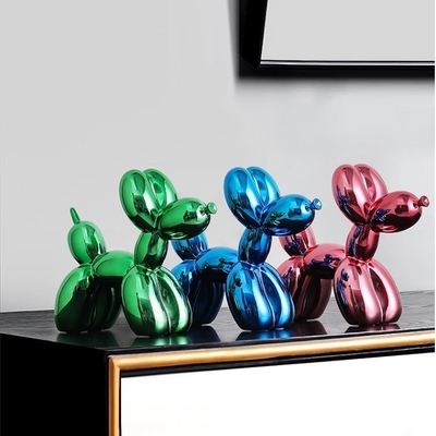 Resin balloon dog sculpture nano spray metal texture effect