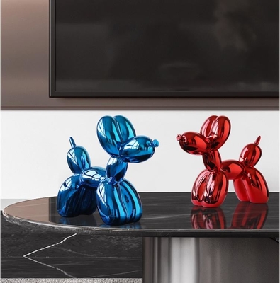 Resin balloon dog sculpture nano spray metal texture effect