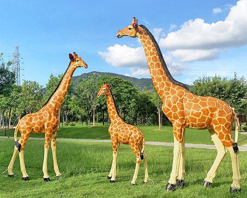 Outdoor Stainless Steel Giraffe Sculpture Garden Installation Sculpture