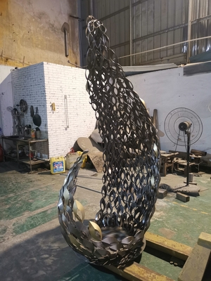 Customized Metal Lighting Sculpture Stainless Steel Water Corrugated Plate
