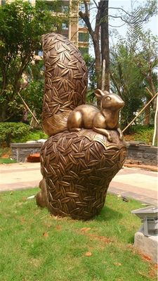 3 M Metal Animal Sculptures Outdoor  Bronzed Squirrel Garden Statue