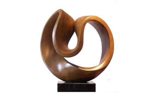 Forged Abstract Copper Art Sculpture Small Black Bronze Art Statues Reception Room Decoration