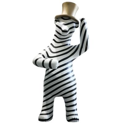 Black White Animal Garden Ornaments , Striped Bear Abstract Metal Garden Sculptures