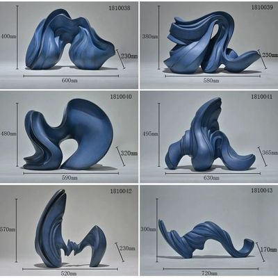 Gray Blue Resin Art Sculpture Abstract Indoor Floor Statues  Square Indoor Table Decoration