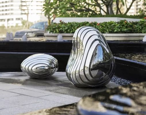 Speckled Stone Stainless Steel Sculpture Hollow Metal Outdoor Statues Sculptures