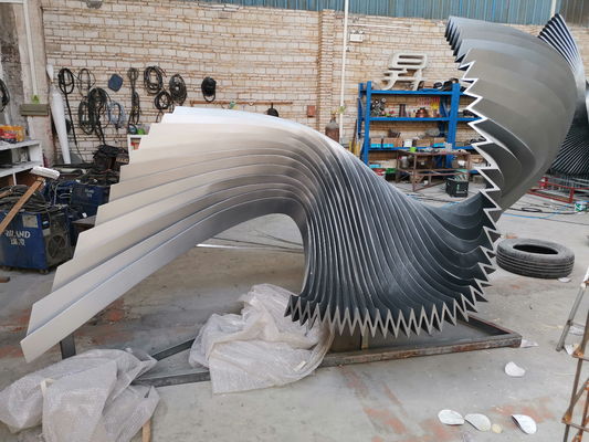 Wave Folding Outdoor Metal Art Sculpture , Pool Installation Stainless Steel Metal Sculpture