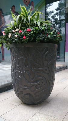 Bronzed Resin Flower Pots Surface Brushed Stainless Steel Flower Pot