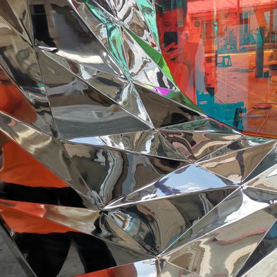 Abstract metal sculpture diamond glazed patio exhibition hall decorated with stainless steel crafts