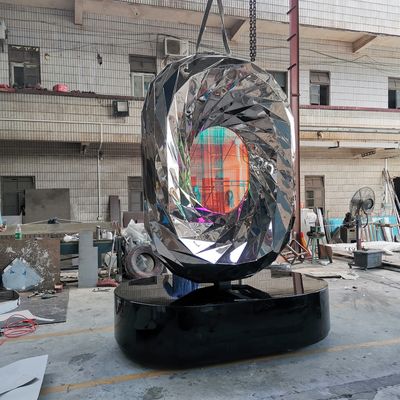 Abstract metal sculpture diamond glazed patio exhibition hall decorated with stainless steel crafts