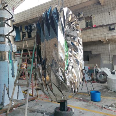 Abstract metal sculpture diamond glazed patio exhibition hall decorated with stainless steel crafts