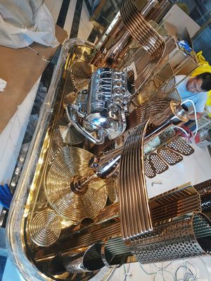 Stainless steel plating mirror sculpture bar abstract style built-in lighting can be customized sculpture furniture
