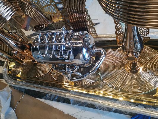 Stainless steel plating mirror sculpture bar abstract style built-in lighting can be customized sculpture furniture