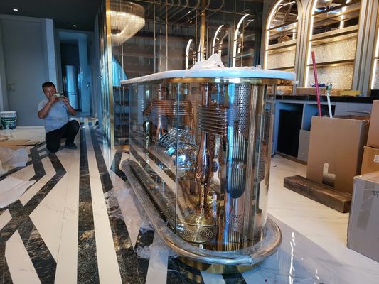 Stainless steel plating mirror sculpture bar abstract style built-in lighting can be customized sculpture furniture