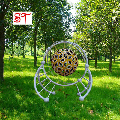 Outdoor campus abstract sculpture modern garden decoration sculpture stainless steel metal White and Yellow