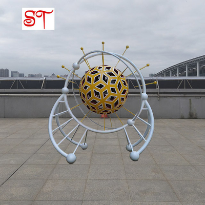 Outdoor campus abstract sculpture modern garden decoration sculpture stainless steel metal White and Yellow