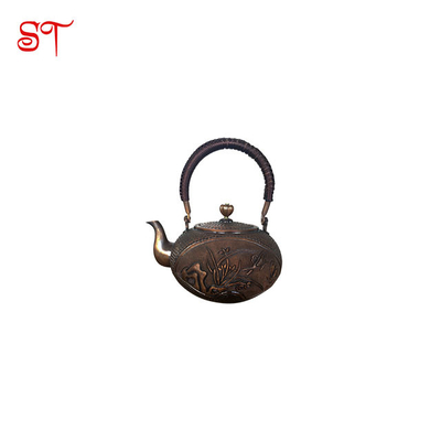 Antique Class Tea Sets Chinese Cast Copper Brown Teapot Kettle Home Dining Room Vintage Cast Brass Teapot