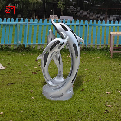 Modern Famous life size Dolphins Stainless Steel Cute & Funny Vivid Animal Sculptures outdoor animal sculptures Statue