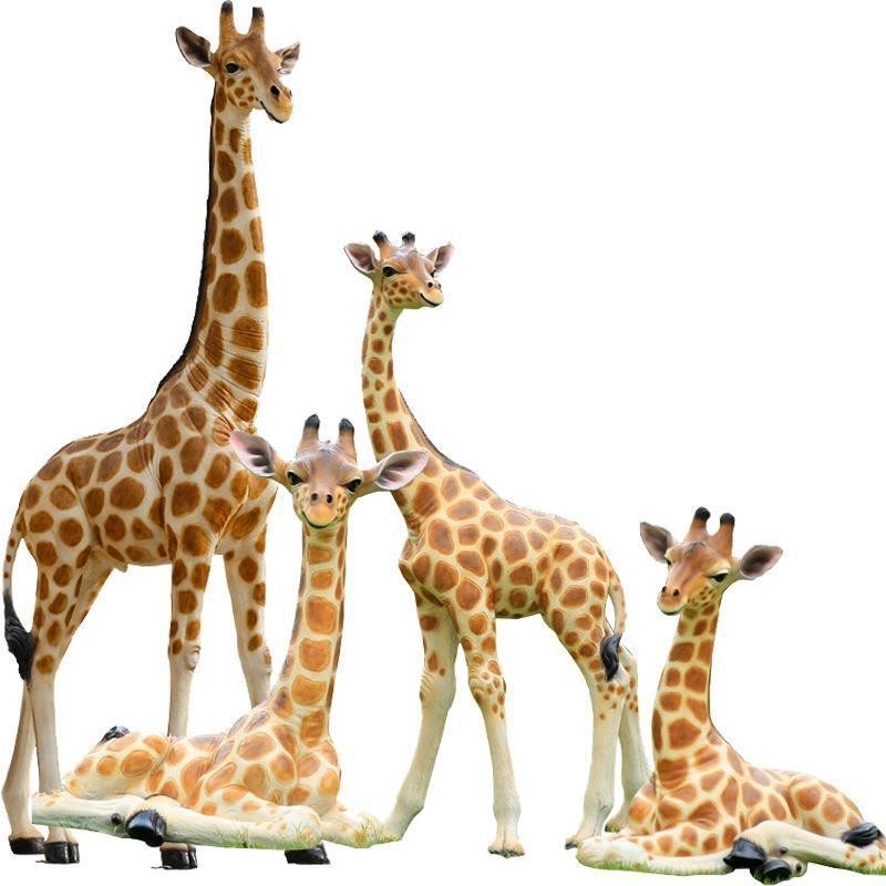 Outdoor Garden Lawn Resin Art Sculpture Giraffe Ornament 300cm Height