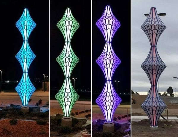 Outdoor 316 Stainless Steel Sculpture Installation Color Lights Changeable