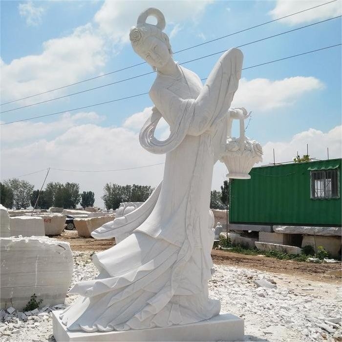 Polishing Surface White Marble Statue Sculpture Customized