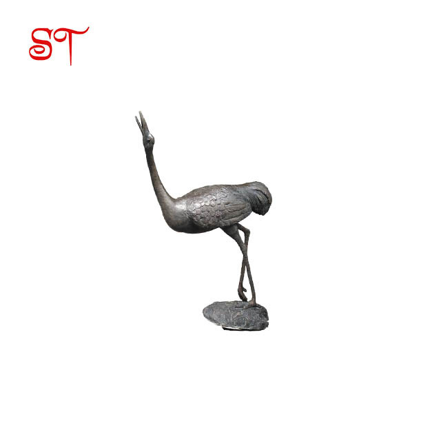 Outdoor animal sculpture Grus Leucogeranus White Crane Modern Garden Animal Sculpture Bird Copper Metal Sculpture