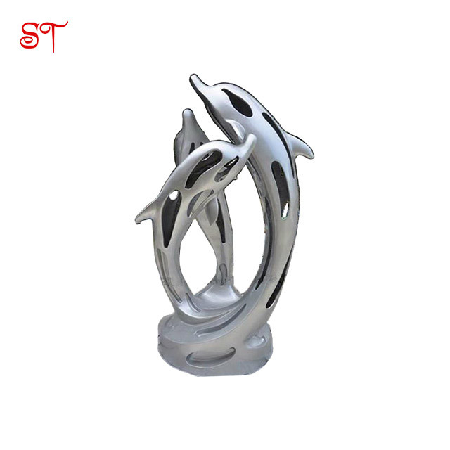 Modern Famous life size Dolphins Stainless Steel Cute & Funny Vivid Animal Sculptures outdoor animal sculptures Statue