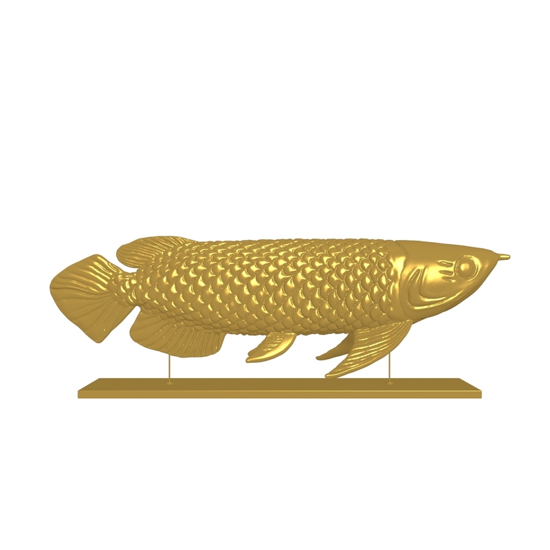 Handicraft Plated Champagne Gold Fish Sculpture For Swimming Pool Tabletop Decoration