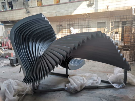 Wave Folding Outdoor Metal Art Sculpture , Pool Installation Stainless Steel Metal Sculpture