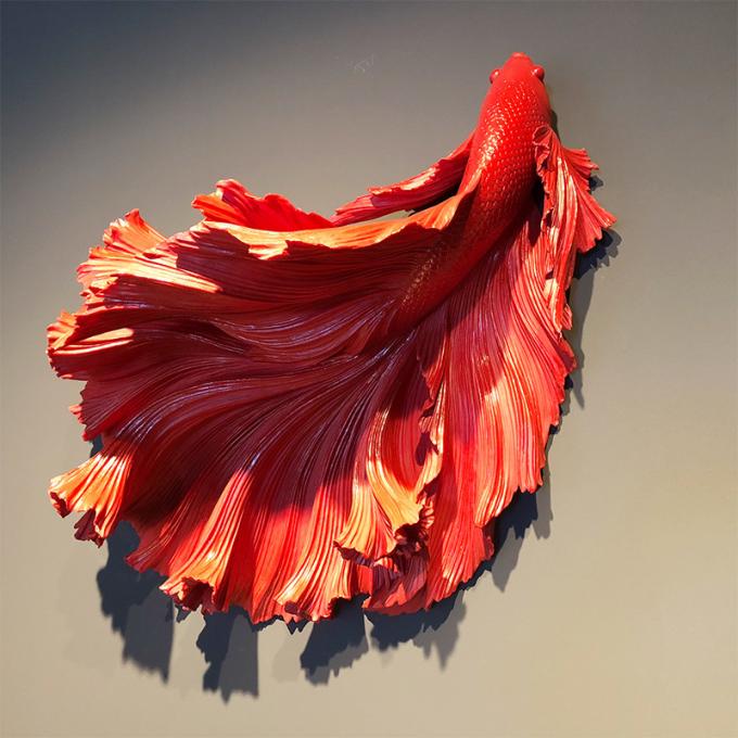 Realistic Resin Fish Sculpture , Interior Contemporary Metal Wall