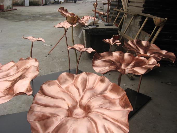 Custom Copper Lotus Sculpture Lotus Flower Metal Sculpture